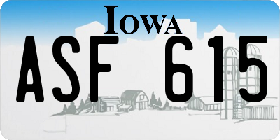 IA license plate ASF615