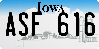 IA license plate ASF616