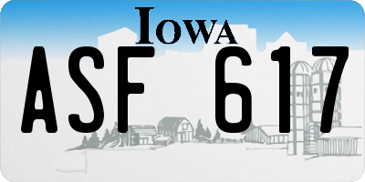 IA license plate ASF617