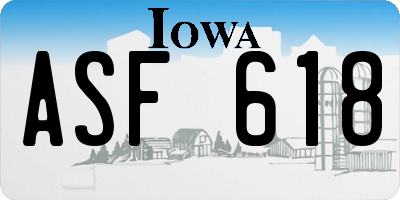 IA license plate ASF618