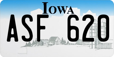 IA license plate ASF620