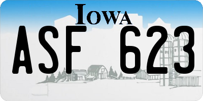 IA license plate ASF623