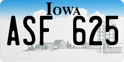 IA license plate ASF625