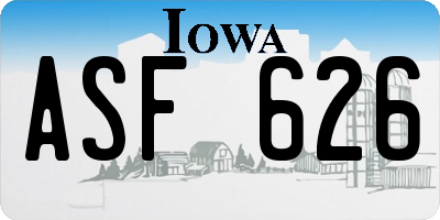 IA license plate ASF626