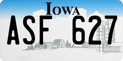 IA license plate ASF627