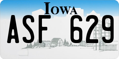 IA license plate ASF629