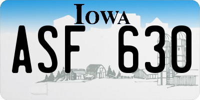 IA license plate ASF630