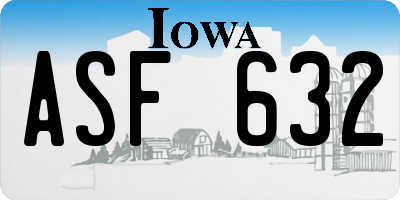 IA license plate ASF632