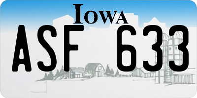 IA license plate ASF633