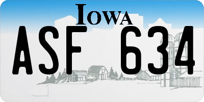 IA license plate ASF634
