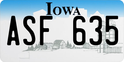 IA license plate ASF635