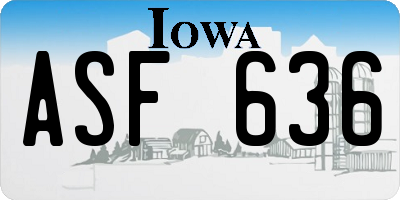 IA license plate ASF636