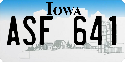 IA license plate ASF641