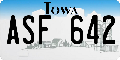 IA license plate ASF642