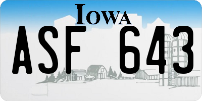 IA license plate ASF643