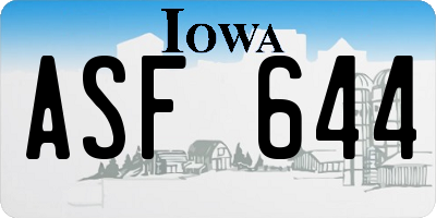 IA license plate ASF644