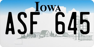 IA license plate ASF645