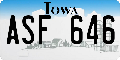 IA license plate ASF646