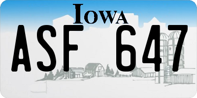 IA license plate ASF647