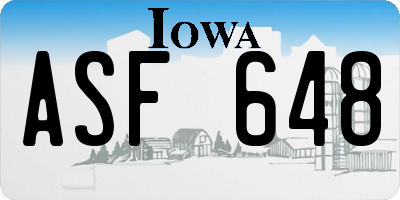 IA license plate ASF648