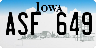 IA license plate ASF649