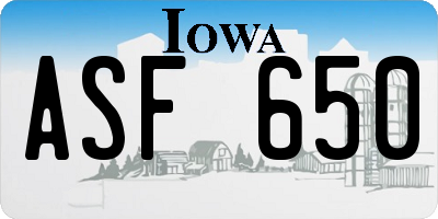 IA license plate ASF650
