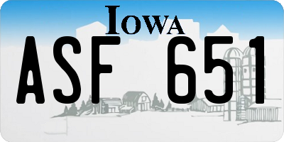 IA license plate ASF651