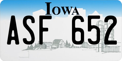 IA license plate ASF652