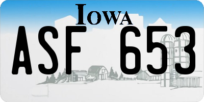 IA license plate ASF653