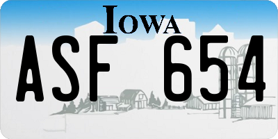 IA license plate ASF654