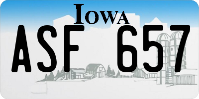 IA license plate ASF657