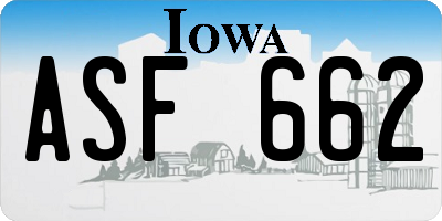 IA license plate ASF662