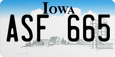 IA license plate ASF665