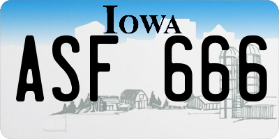 IA license plate ASF666