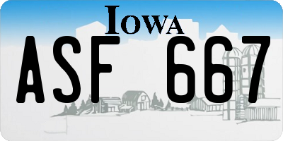 IA license plate ASF667
