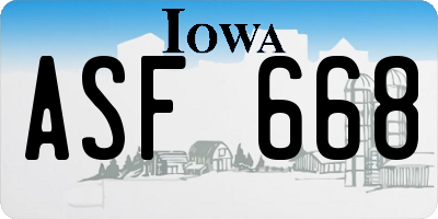 IA license plate ASF668