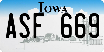 IA license plate ASF669