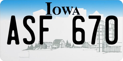 IA license plate ASF670