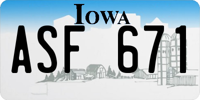 IA license plate ASF671