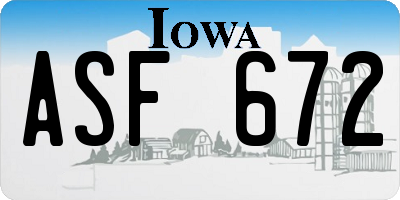 IA license plate ASF672