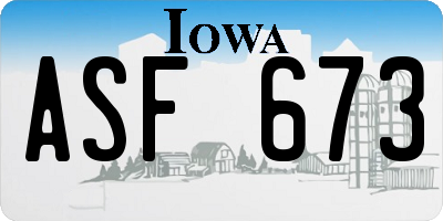 IA license plate ASF673