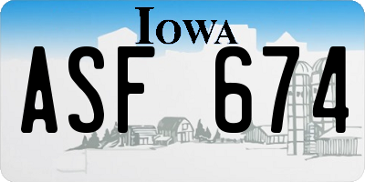 IA license plate ASF674