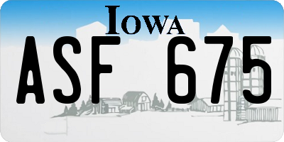 IA license plate ASF675