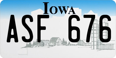 IA license plate ASF676