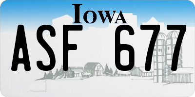 IA license plate ASF677