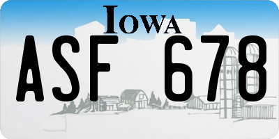 IA license plate ASF678