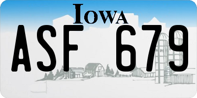 IA license plate ASF679