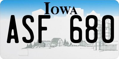 IA license plate ASF680