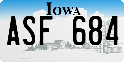 IA license plate ASF684