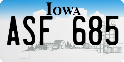 IA license plate ASF685